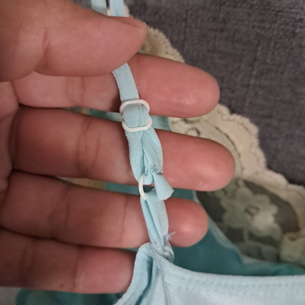 Vintage Y2K  Blue Heaven Cami Tank Top Blue Mesh Lace Fairy Grunge Medium Opaque - Picture 11 of 12